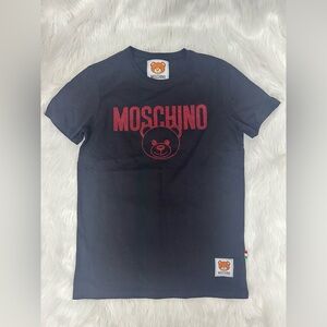 Moschino Navy Tee with Red Bear Logo